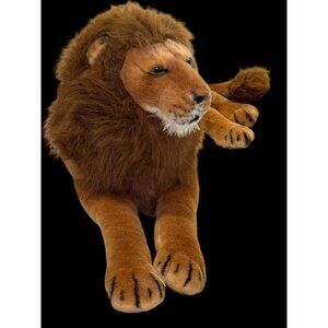Lion Lifelike Realistic Stuffed Plush Large Kellytoy Playroom Body pillow Gold